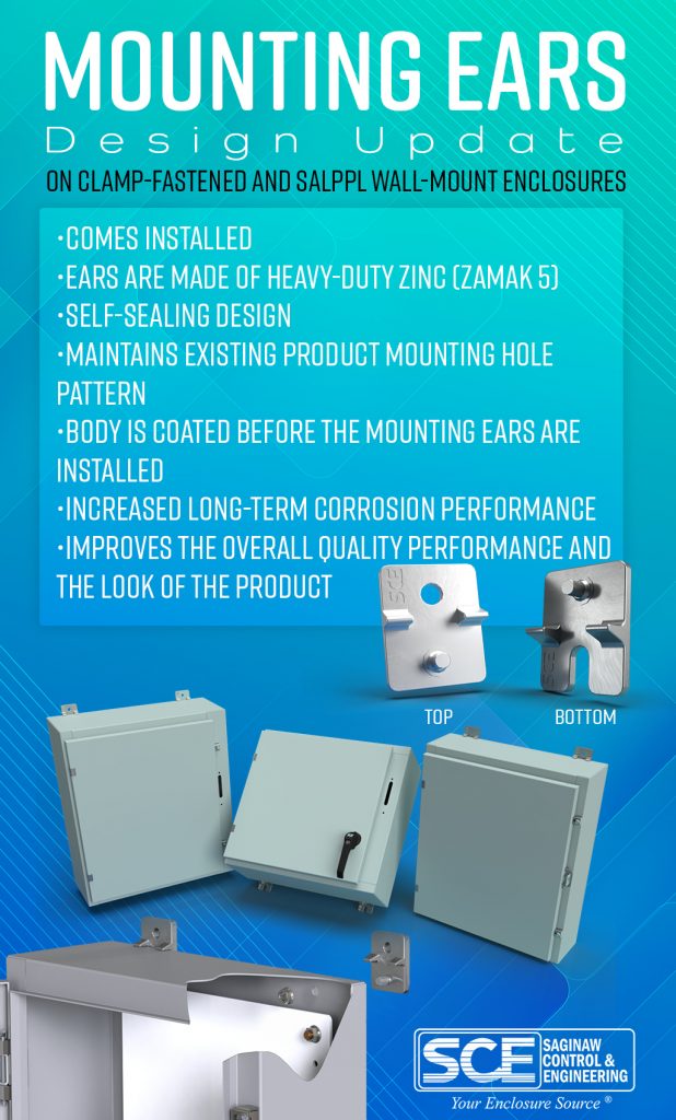 New Product Enhancement for Clamp-Fastened and SALPPL Wall-Mount Enclosures - New Mounting Ears made of heavy-duty zinc (Zamak 5)